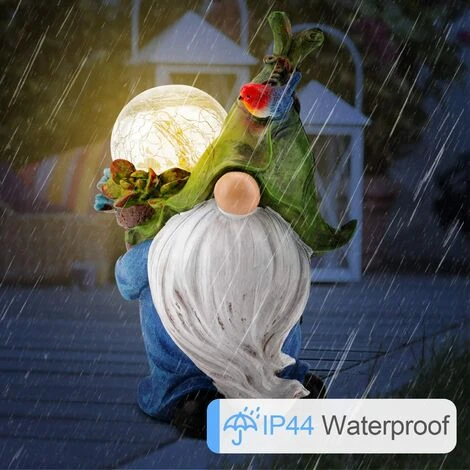 Statue Nain De Jardin, Peinte à La Main Ornements De Jardin Extérieur Imperméable Nains De Jardin Dnôles Figurines En Résine Avec Lumière Solaire – Image 4