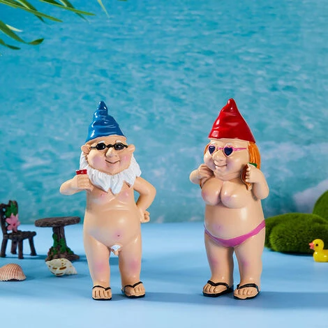 Lot De 2pcs Nain De Jardin En Résine - Statue De Jardin - Décoration De Jardin - Pour Pelouse, Cour, Balcon, Porche, Terrasse (12cm En Hauteur) – Image 2