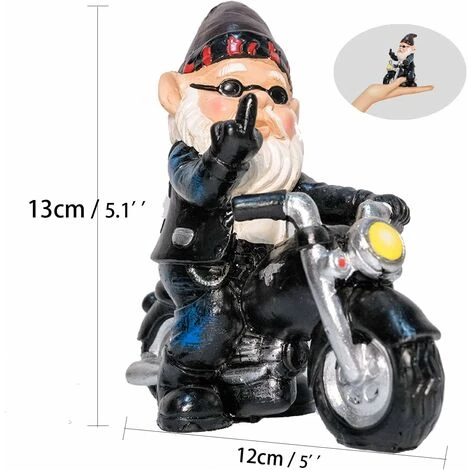 Nain De Jardin Pour Moto - 13,3 Cm X 13 Cm - Statue Nain De Jardin - Étanche - Protection Solaire - Décoration De Jardin - Nain Pour Le Jardin - Décoration De Terrasse - Décoration Pour Le Balcon – Image 2