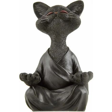 Statue Chat Bouddha Zen Et Heureux En Meditation, Idéale Pour Décoration Intérieure Et Extérieure Maison Et Jardin Magnifique Cadeau
