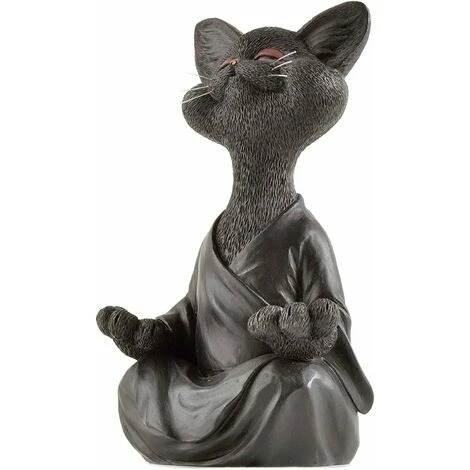 Statue Chat Bouddha Zen Et Heureux En Meditation, Idéale Pour Décoration Intérieure Et Extérieure Maison Et Jardin Magnifique Cadeau – Image 5