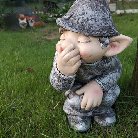 Nouveauté Nain Gnome Sculpture Gobelin Statue Poo Résine Ornement Maison Jardin Décor – Image 2