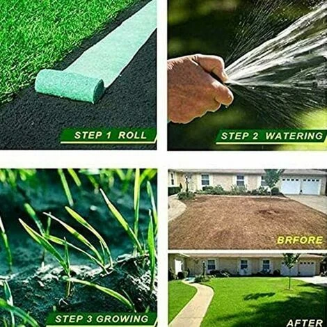 2 Pack Rouleau De Tapis De Semences De Gazon, Tapis De Culture D'Herbe Biodégradable , Tapis De Semences De Gazon Engrais Jardin Pique-Nique Jardinage Tapis De Plantation De Pelouse 20 × 100 – Image 3