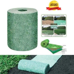BDD Rouleau De Tapis De Semences De Gazon, Tapis De Culture D'herbe Biodégradable 10FT, Tapis De Semences De Gazon Engrais Jardin Pique-nique Jardinage Tapis De Plantation De Pelouse （3×0.2m ）