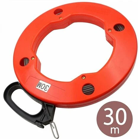 Aiguille Tire Fil 30M Aiguille électricien En Acier, Fish Tape Pour Cable En Boîtier Plastique Avec Tête Flexible De Guidage – Image 2