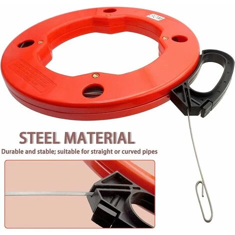 Aiguille Tire Fil 30M Aiguille électricien En Acier, Fish Tape Pour Cable En Boîtier Plastique Avec Tête Flexible De Guidage – Image 5
