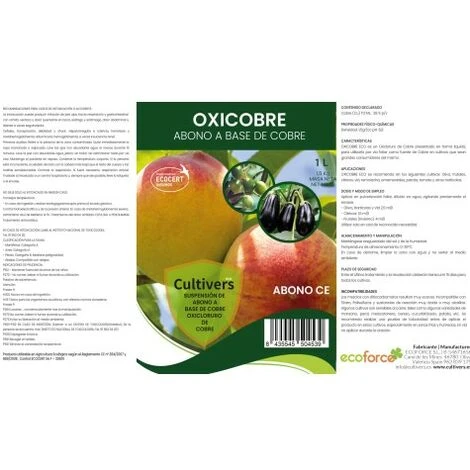 CULTIVERS Oxychlorure De Cuivre 1 L Concentré 70% Écologique (Action Fongique) - Engrais Pour Plantes Et Arbres De Type Taupe - Engrais 100% Cuivre Naturel Oxycuivre Eco – Image 4