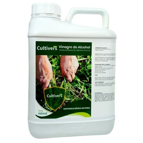 CULTIVERS Vinaigre Alcoolique 5 L. Herbicide 100% Naturel. Éliminez Les Mauvaises Herbes. Nettoyant Pour Système D'irrigation. Régulateur De PH Fongicide Et Bactéricide Naturel