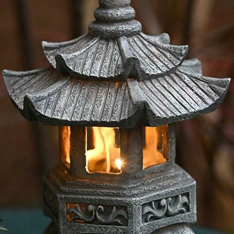 Statue De Lanterne De Pagode Solaire Décoration De Jardin Décoration De Pelouse éclairer La Pagode Vintage – Image 2