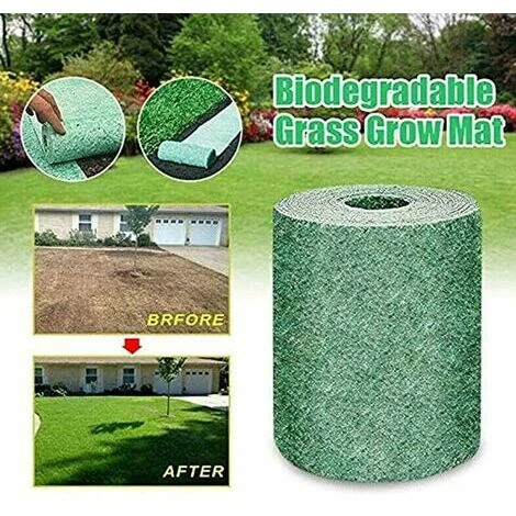 2 Pack Rouleau De Tapis De Semences De Gazon, Tapis De Culture D'herbe Biodégradable , Tapis De Semences De Gazon Engrais Jardin Pique-nique Jardinage Tapis De Plantation De Pelouse 20 × 100 – Image 2