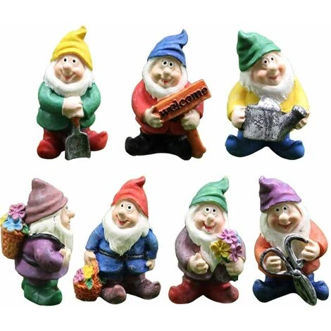 Lot De 7pcs Gnome De Jardin,petite Statue De Nain En Résine,décoration De Jardin