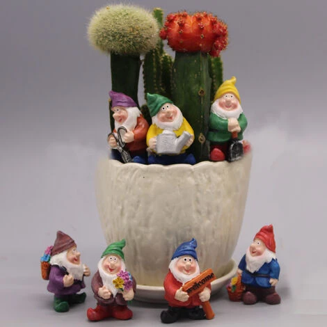 Lot De 7pcs Gnome De Jardin,petite Statue De Nain En Résine,décoration De Jardin – Image 3