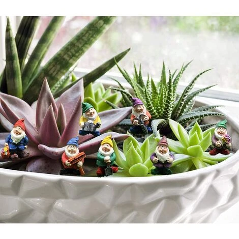 Lot De 7pcs Gnome De Jardin,petite Statue De Nain En Résine,décoration De Jardin – Image 4