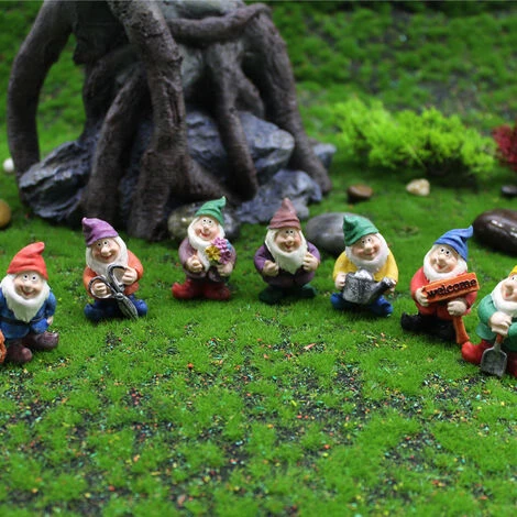 Lot De 7pcs Gnome De Jardin,petite Statue De Nain En Résine,décoration De Jardin – Image 5