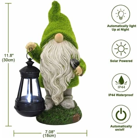 Statue De Jardin Solaire De Figurine De Gnome Avec Lanterne Solaire - Décor De Pelouse Extérieure Statue De Nain De Jardin Floqué Pour Patio, Balcon, Cour, Ornement De Pelouse - Cadeau De Pendaison De – Image 3