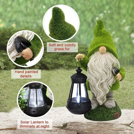 Statue De Jardin Solaire De Figurine De Gnome Avec Lanterne Solaire - Décor De Pelouse Extérieure Statue De Nain De Jardin Floqué Pour Patio, Balcon, Cour, Ornement De Pelouse - Cadeau De Pendaison De – Image 4