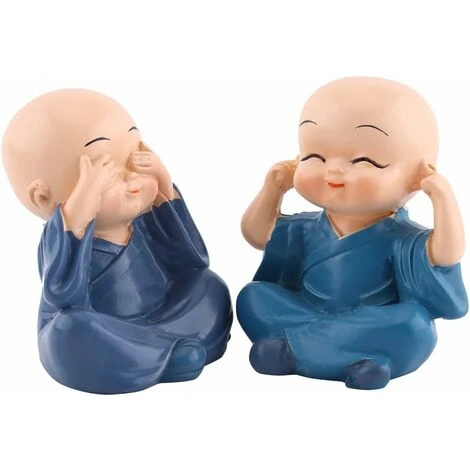 Statue Bouddha Petite Voiture De Bouddha Statuette Bouddhiste 4 Moines Bouddhistes En Résine Statue De Bouddha Moine Bouddhiste Décoration De La Maison – Image 2