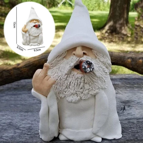 Gnome De Jardin En Résine à L'épreuve Des Intempéries 15 Cm Décor Intérieur Ou Extérieur Fumée